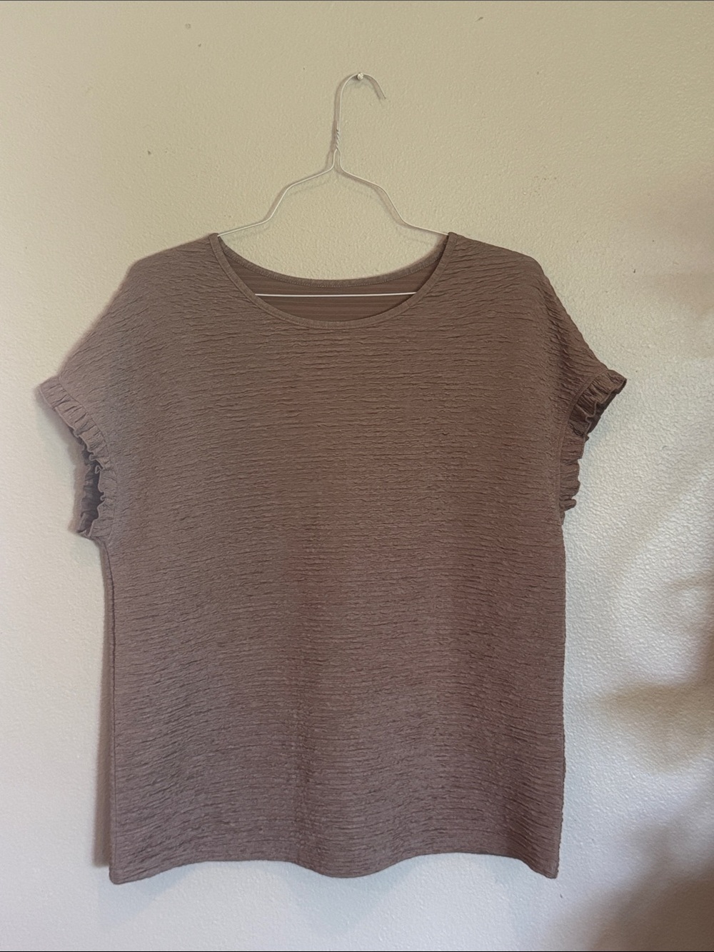 WORN ONCE Amazon Women's Short Sleeve Textured Top in Mauve